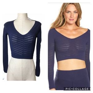 FREE PEOPLE FP Gone Adrift Long Sleeve Eclipse Crop Top